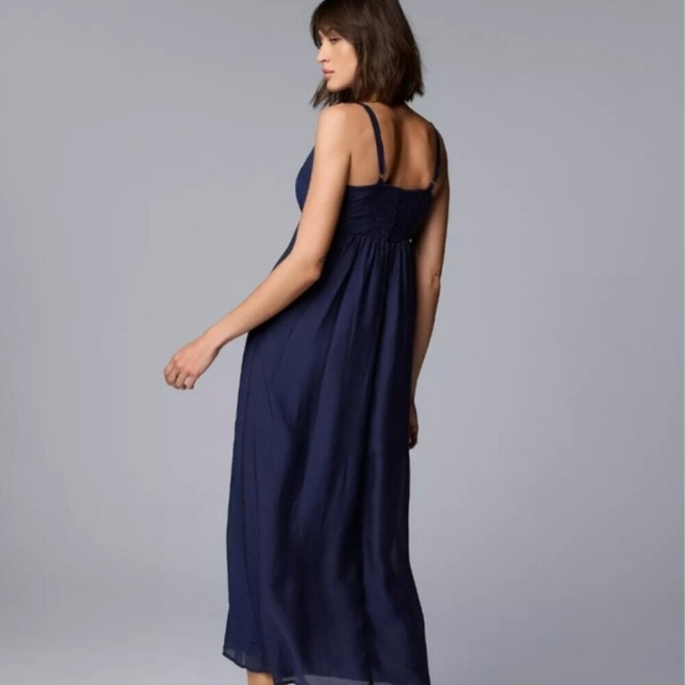 2/$30 Simply Vera Vera Tie Dye Navy Wang Dress XS - Picture 3 of 8